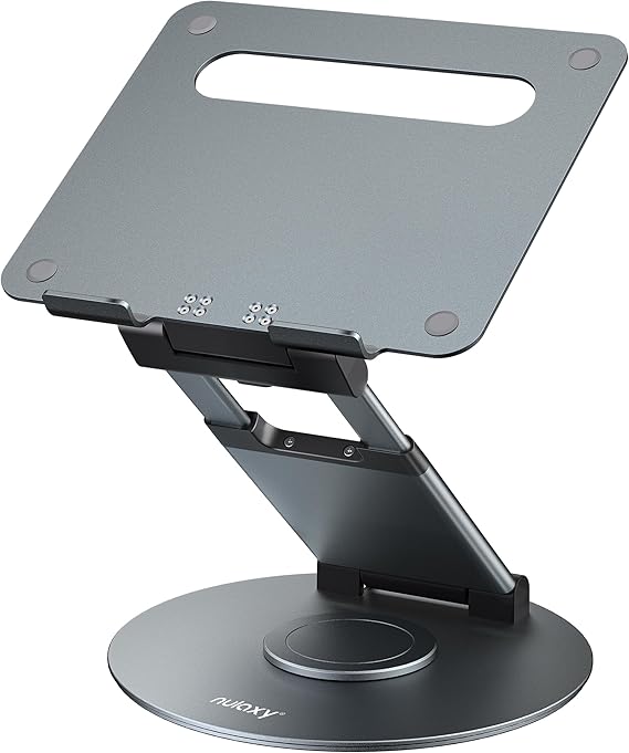 Nulaxy 18" Height Telescopic 360 Rotating Aluminum Laptop Stand Desk, Gray | Ergonomic Computer Holder Riser with Heat-Vent, Standing Desk Converter Holds 22 Lbs for Office Desk Use Fits 10-17" Laptops