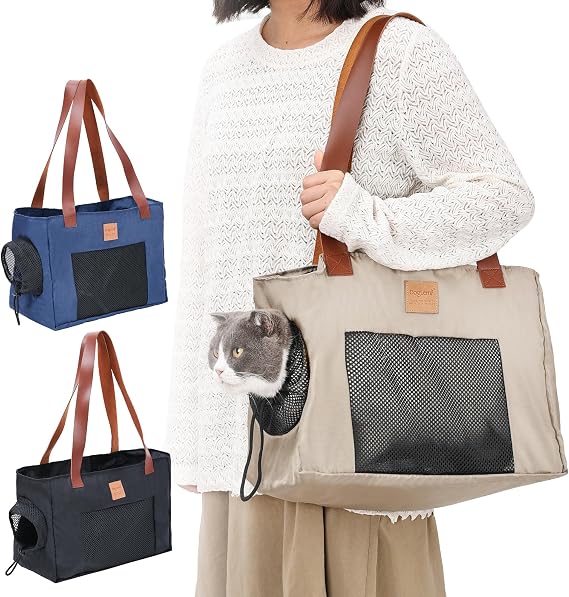 Cat Carrier Dog Carrier Pet Carriers for Medium Small Cats Dogs Puppies up to 13.5 Lbs,Small Dog Cat Carriers Soft Sided,Collapsible Travel Puppy Carrier (Kaki)
