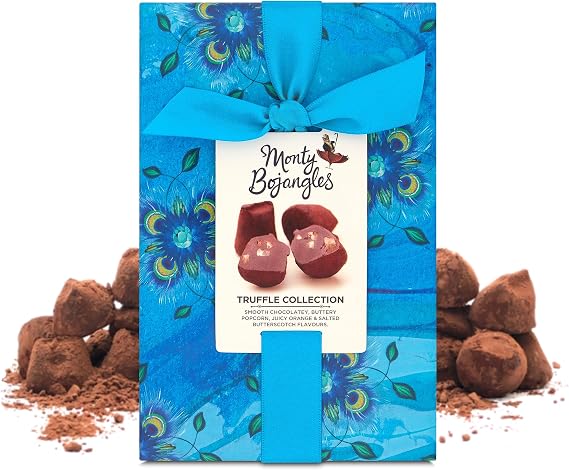 Monty Bojangles Cocoa Dusted Chocolatey Truffles Gift Box (150g) Four Flavours in One, Luxury Cocoa Dusted Truffles Award-Winning Chocolate Gift Set with Elegant Ribbon & Bespoke Design