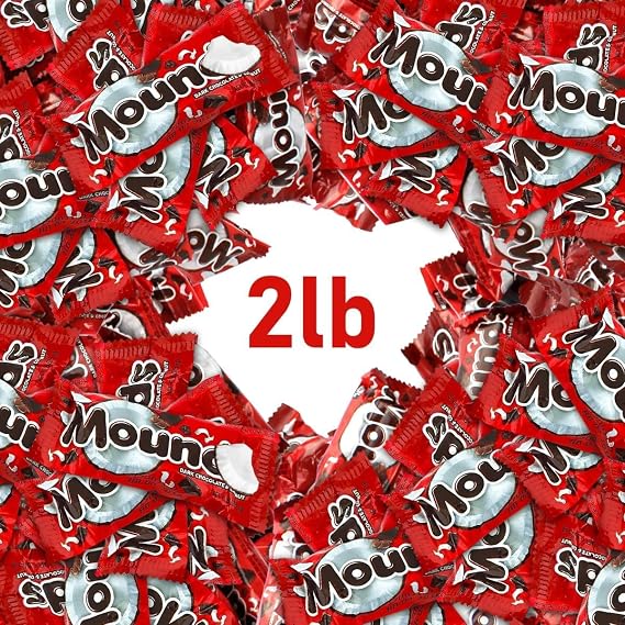 Bulk Coconut Chocolate Candy Pack 2 LB Bite-Sized Dark Chocolate Chewy Coconut Bars Individually Wrapped for Freshness Perfect for Party Favors, Candy Buffets, Goodie Bags, Holidays, Events & Office Treats.