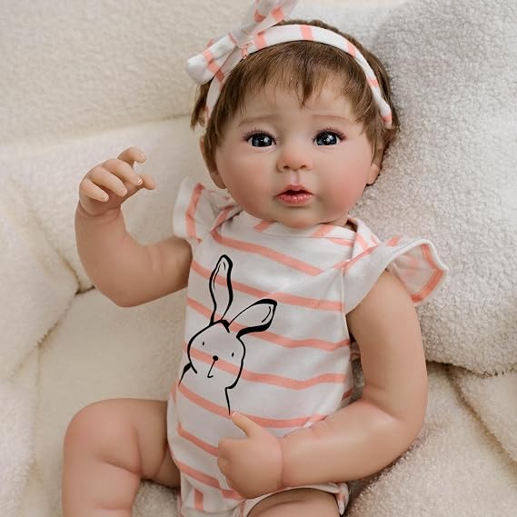 Realistic Reborn Baby Dolls Silicone Full Body Girl 18 Inch Lifelike Baby Dolls that Look Real Life Newborn Infant Baby Doll