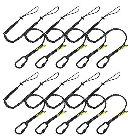 BearTOOLS Interchangeable Quick Switch Tool Safety Lanyard – 3 in 1 - Safety Fall Protection – Aluminium Screw Lock – Twin Locking Attachments - Ultra-Sturdy (Black 10PK)