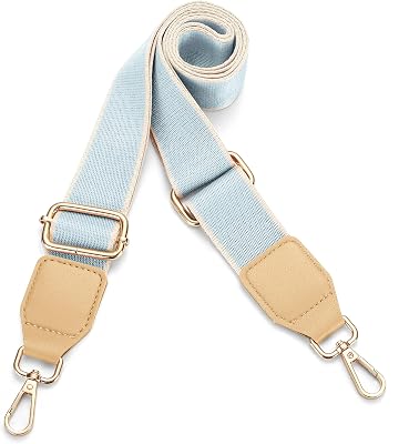 Purse Straps Replacement Crossbody, Universal Wide Shoulder Strap for Bags Adjustable Straps for Handbags, Gold Buckle - Light Blue
