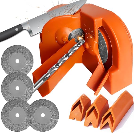 Drill Bit Sharpener,Portable Drill Bit Sharpener,Multipurpose Drill Bit Grinding Sharpener (Orange, Large)