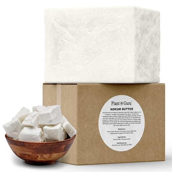 Plant Guru Raw Kokum Butter 10 lbs. Bulk Wholesale 100% Pure Natural - Great for Skin, Body and Hair Moisturizer, DIY Creams, Balms, Lotions and Soap Making.
