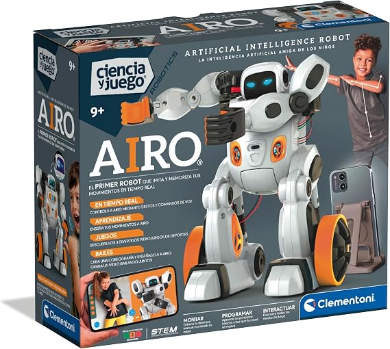 Clementoni AIRO Robot Yapay Zeka - Çocuklar için eğitici ve özelleştirilebilir oyuncak, hareket ve sesli tanıma ile etkileşimli, 8 yaşından itibaren - 55513