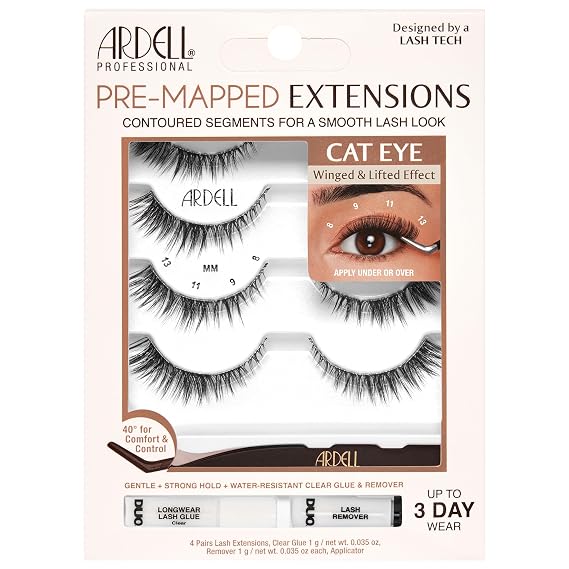 Ardell PreMapped Eyelash Extensions Kit Cat Eye Lashes Lash Clusters 4 Pair