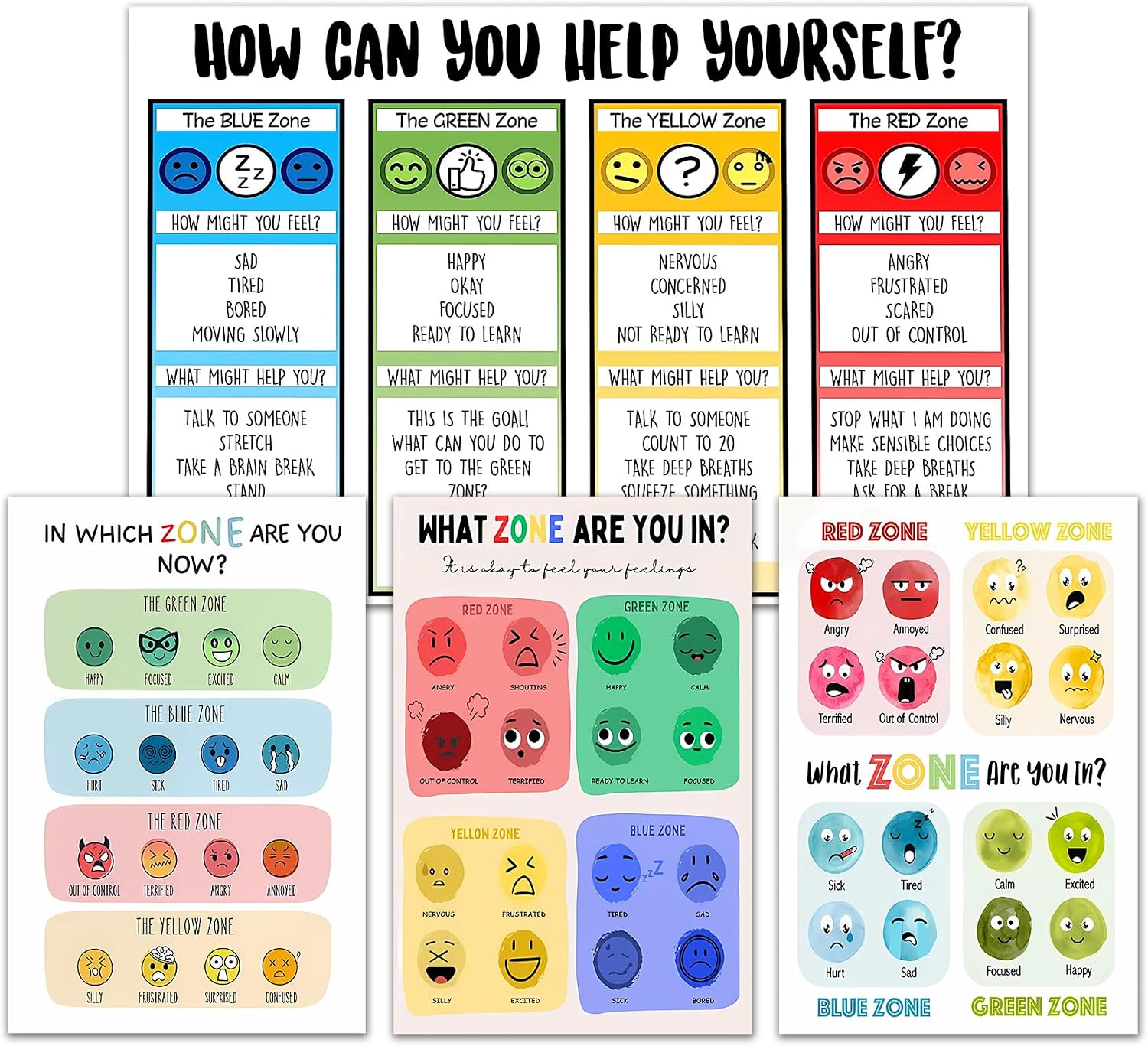 DEVENALSA 4 Feelings Chart For Kids, Zones of Philippines | Ubuy