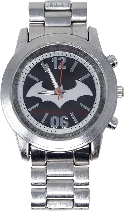 Accutime Batman Arkham Symbol Silver Metal Watch