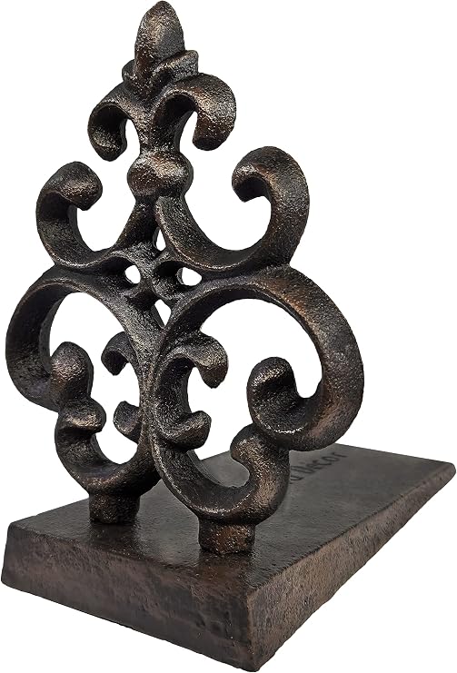 Lulu Decor, Cast Iron Fleur De Lis Door Stop, Door Stopper in Antique Black Finish, Beautiful and Useful Product (1 Piece)