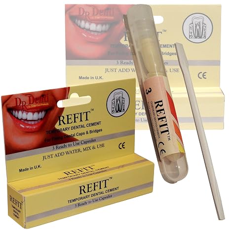 Refit Emergency Temporary Dental Caps Bridges Veneers Tooth Repair Cement - 1 Pack