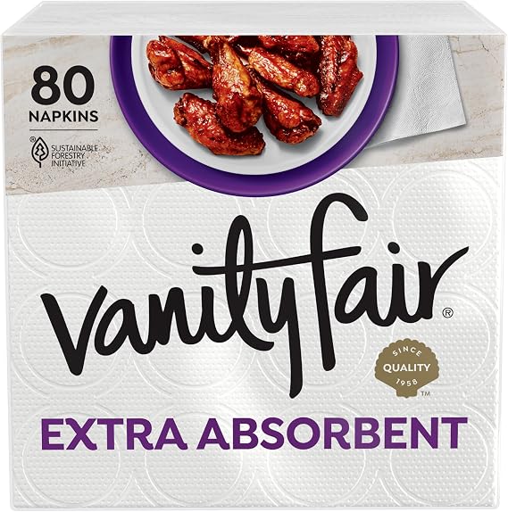 Vanity Fair Napkins, Extra Absorbent Premium Paper Napkins, 80 Count
