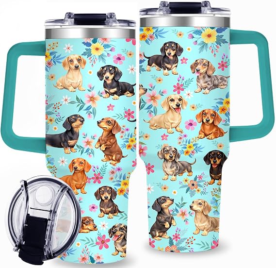 40oz Dachshund Tumbler for Women Men, Christmas Wiener Gifts for Dog Lover