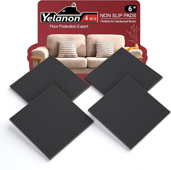 Yelanon Non Slip Furniture Pads for Hardwood Floors 4 Pcs 6"