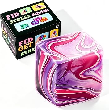 1 Pack Fidget Toys Squishy Stress Cube, Stress Balls for Kids Adults Squishies Stress Relief, Ice Sugar Sensory Toys for Kids with Autism, Fidgets for Classroom Prize ToysPurple,1 Pack