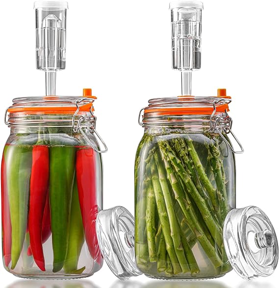 1.5L Fermentation Jars with Weights & Airlock, 2 Pack