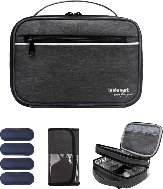 LAVIEVERT Insulin Cooler Travel Case, Diabetic Medication Cooler - Gray