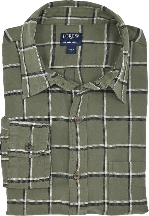 J.Crew Mercantile Men's Classic Fit Long-Sleeve Flannel Plaid Shirt (XS, General Surplus Black)