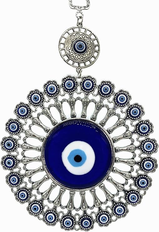 Blue Evil Eye Turkish Nazar Protective Wall Room Hanging Decoration Amulet Ornament (Blue-3)