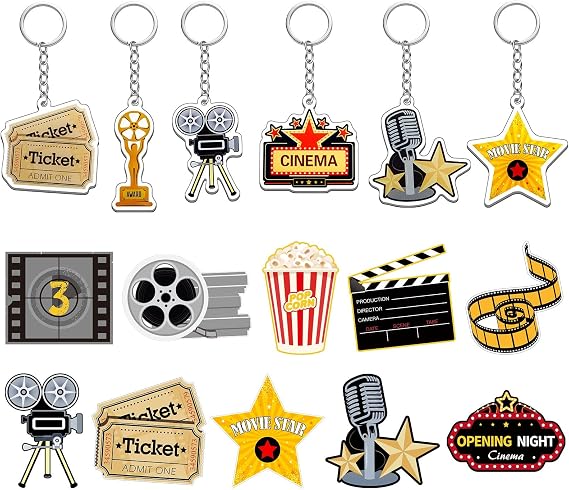 Taiyin 12 Pcs Movie Night Party Favors Movie Clapboard Keychain Bulk