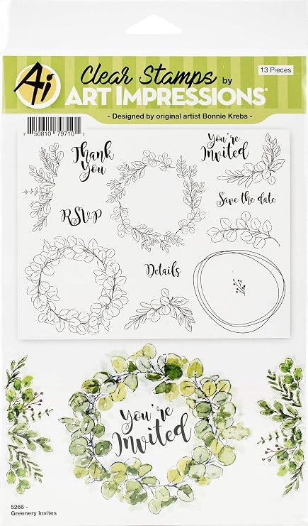 ART IMPRESSIONS Clear Stamp, Greenery Invites