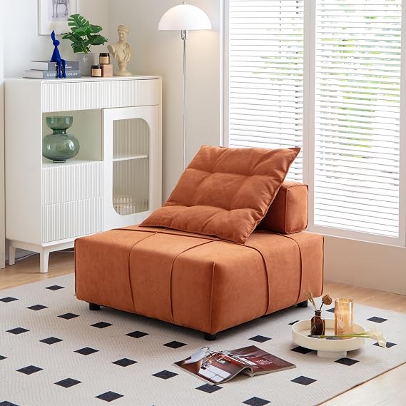 33.1-inch Characteristic Single Person Sofa with Pillows, Side Club Leisure Sofa in Living Room and Bedroom Caramel