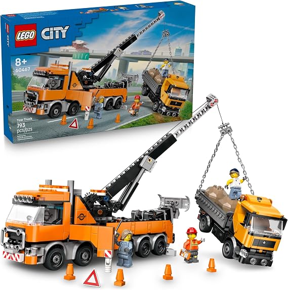 LEGO City Heavy-Duty Recovery Tow Truck with Crane Building Toy - Dump & Tow Truck Toys for Boys & Girls, Ages 8+ Pretend Play Set for Kids - Gift Idea for Birthdays & Holidays - 60467