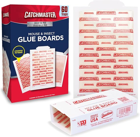 Catchmaster Extra Sticky Glue Traps 60pk, XL Glue Boards for Mice & Insects