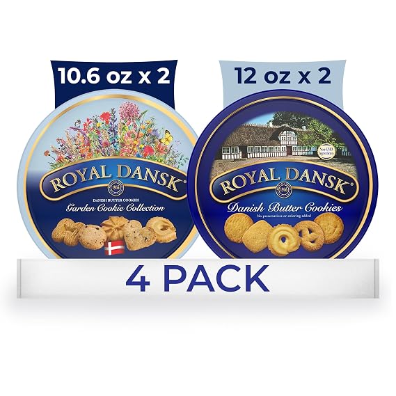 Royal Dansk Butter Cookies Garden Cookie Collection, 4 Pack, 10.6 Oz