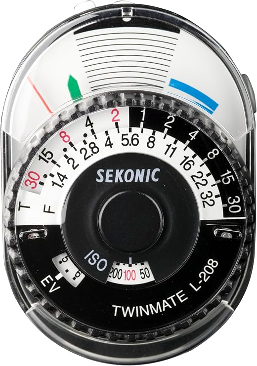 Sekonic L-208 Twin Mate Analog Incident & Reflected Light Meter, Compact Handheld Exposure Meter with Sliding Lumisphere, Shoe Mount, Instant Dial Readout for Film & Digital Photography