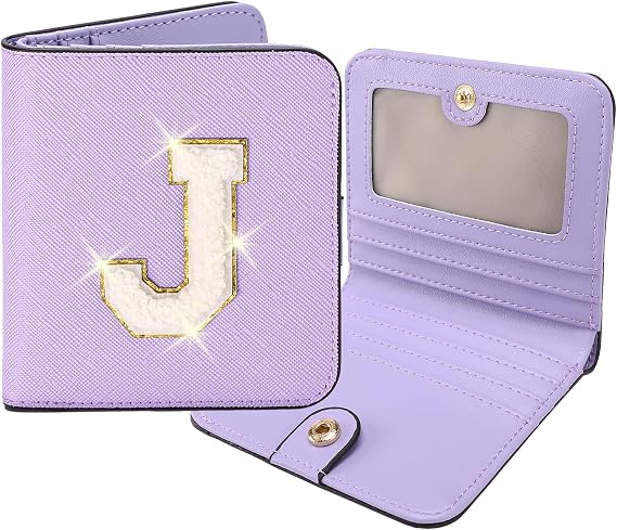 RNIEGA Initial Wallet Women Small Teen Girl Gifts Trendy Stuff Girls Wallets Personalized Christmas Birthday Gift for Women Friends Daughter Granddaughter 6 7 8 9 10 11 12 13 Year Old Purple J