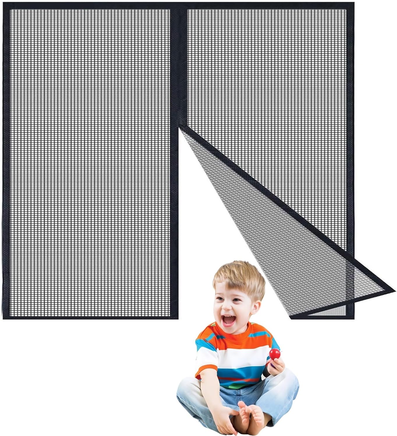 Window Screen Mosquito Netting 48 x 50 cm Easy to Install Without Drilling Insect Protection Window Mosquito Net for Keeping Out Flies & Bug, Black [Energy Class A++]
