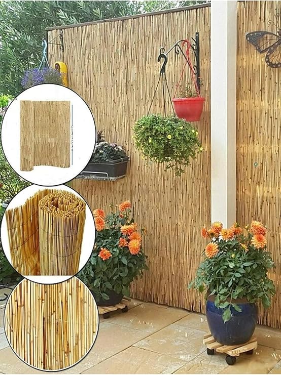 Bambu Çit, 1x5 m, Kahverengi, Kamış Hasır Bahçe Çiti