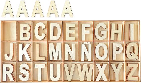 2 Inch 135 Pieces Wooden Letters Wood Alphabet Letters for Crafts with Grid Tray (5 of Each)
