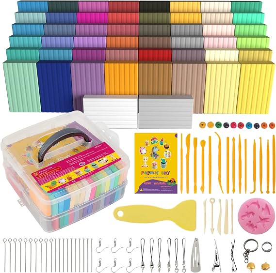Aestd-ST Polymer Clay 50 Colors, Oven Bake Modeling Clay for Kids | DIY Starter Kit, 20 Sculpting Tools & Accessory, Easy to Shape, Non-Sticky, Color, Storage Box, Gift for Kids & Artists