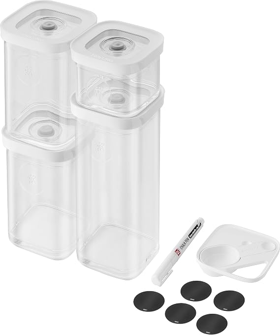 ZWILLING FRESH & SAVE CUBE Set, Size S, 6-Piece Storage Set, Includes 3x CUBE S Containers, Measuring Spoon and NFC Labels