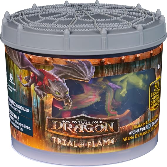 DreamWorks Dragons Dragon Flock Arena, 50 Collectible Figures | 50 Dragons & Vikings, Collect & Display, 7 Exclusive Viking & Dragon Figures, Pretend Play Gifts for Kids Ages 4+