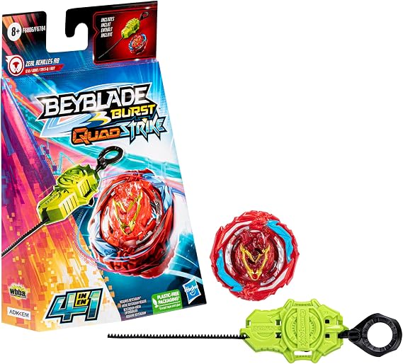 Beyblade Burst QuadStrike Zeal Achilles A8 Starter Pack Battle Spinning Top with Starter Toy Set for Children