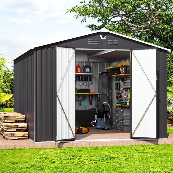 10x14 FT Metal Outdoor Storage Shed, Metal Tool Sheds