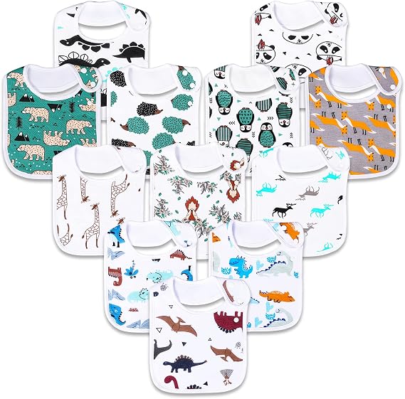 Baby Bibs Soft and Absorbent Cotton Bandana Bibs Set for Boys Girls Newborn Unisex Plain Color 3-36 Months