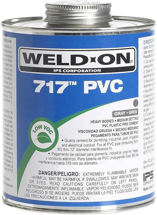 Weldon 1681-4113 10148 1 Pint 717 PVC Cement, Gray