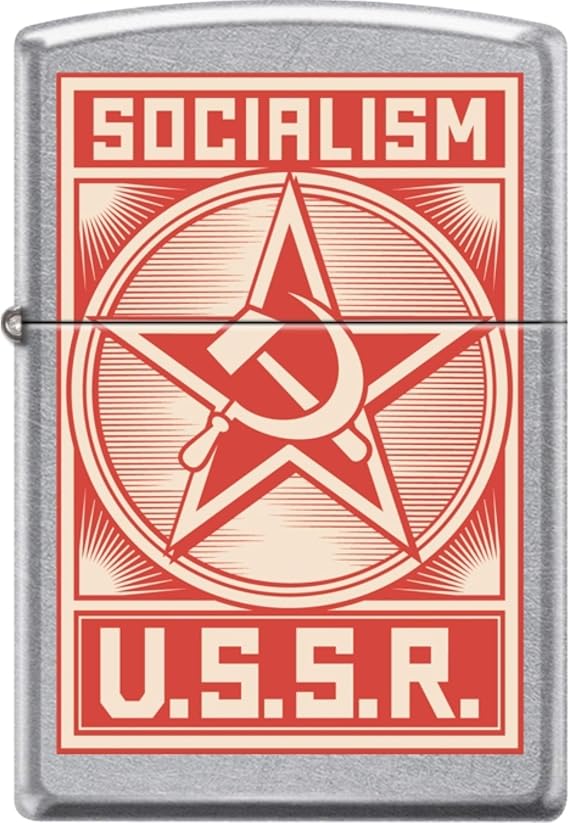 Zippo Socialism USSR Poster Hammer and Sickle Street Chrome Windproof Lighter