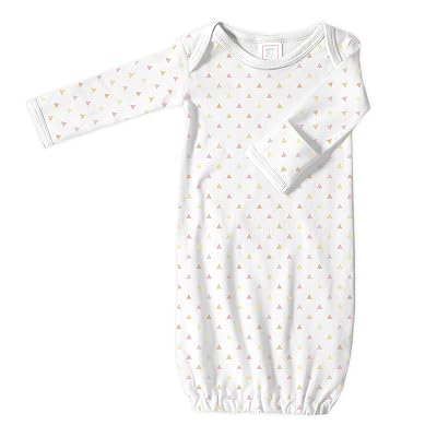 SwaddleDesigns Baby Infant Cotton Gown with Mitten Foldover Cuffs, Tiny Triangles, Pink, Newborn