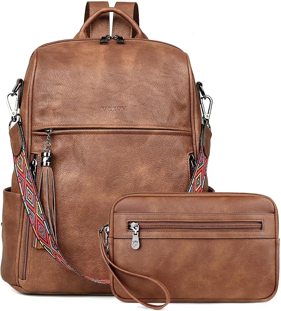 FADEON Leather Backpack for Women, 13 inch, Travel Work Bag