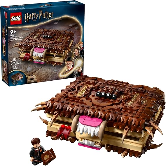 LEGO Harry Potter Chomping Monster Book of Monsters Kids Toy - Pretend Play Set for Boys and Girls, Ages 9+ Collectible Neville Longbottom Minifigure- Gift Idea for Birthdays and Book Lovers - 76449