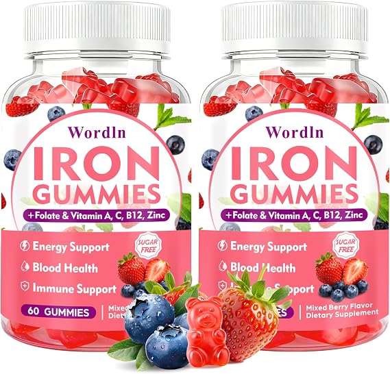 Iron Gummies for Women, Men & Kids for Energy Support & Immune Health
