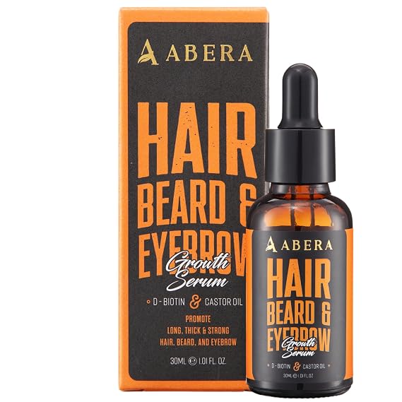 Abera Hair Growth Serum for Hair Loss, Natural Hair Regrowth Treatment for Hair & Beard with Biotin & Castor Oil 1.01 fl.oz
