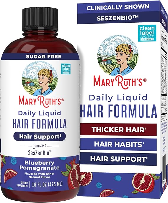 MARYRUTH'S Daily Liquid Hair Formula, Thicker, Stronger Hair in Women, 16oz