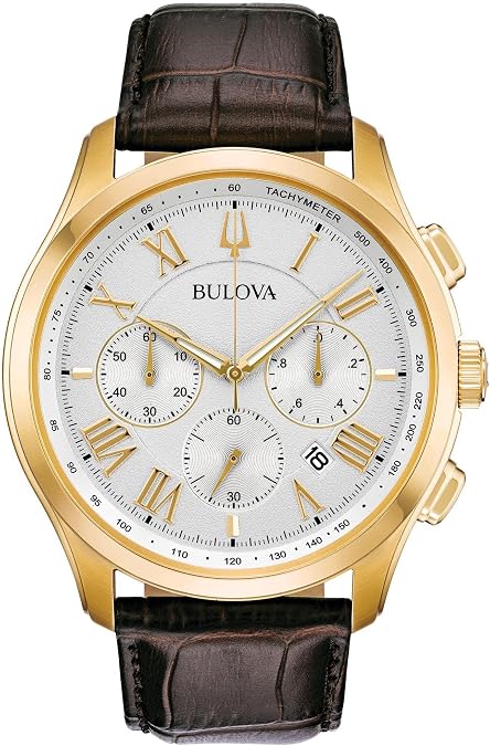 Bulova Men's Classic Wilton Brown Leather Strap Watch 46.5mm - 97B169