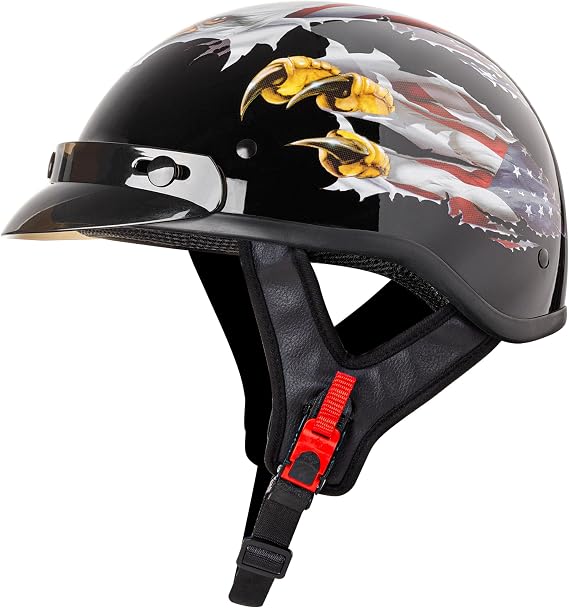 CARTMAN Half Helmet X-Large, DOT Approved Eagle Graphics for Adult